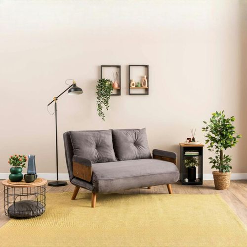 Canapé-lit D'appoint En Velours Gris, 2 Places Loja