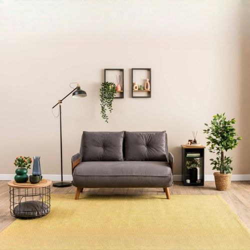 Canapé-lit D'appoint En Velours Gris, 2 Places Loja