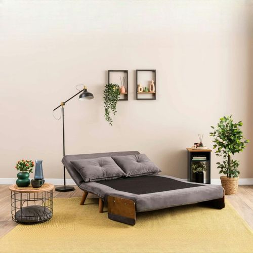 Canapé-lit D'appoint En Velours Gris, 2 Places Loja