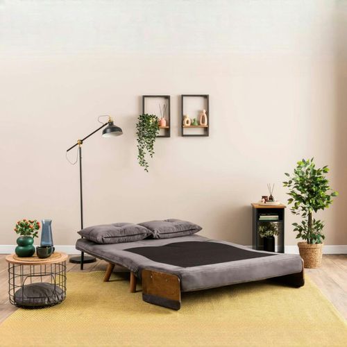 Canapé-lit D'appoint En Velours Gris, 2 Places Loja