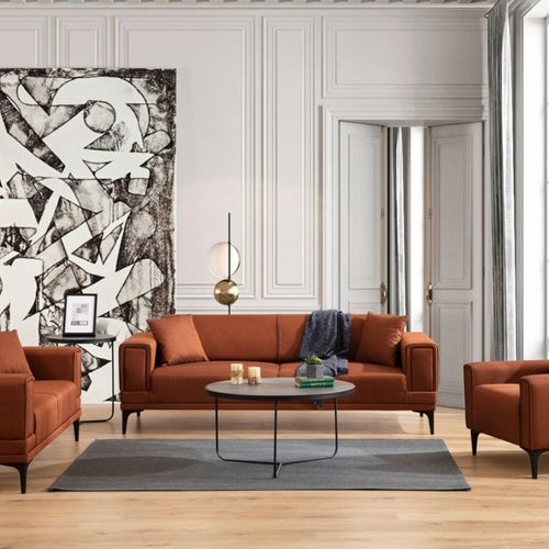 Canapé 2 Places Rouille, Accoudoirs Matelassés 170 Cm Lucca