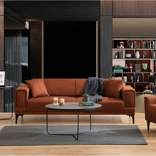 Canapé 2 Places Rouille, Accoudoirs Matelassés 170 Cm Lucca