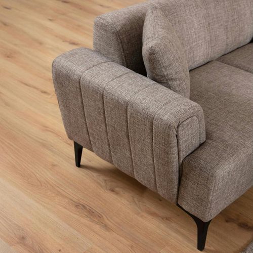 Canapé 2 Places Taupe, Dossier à Coutures Verticales Lucca