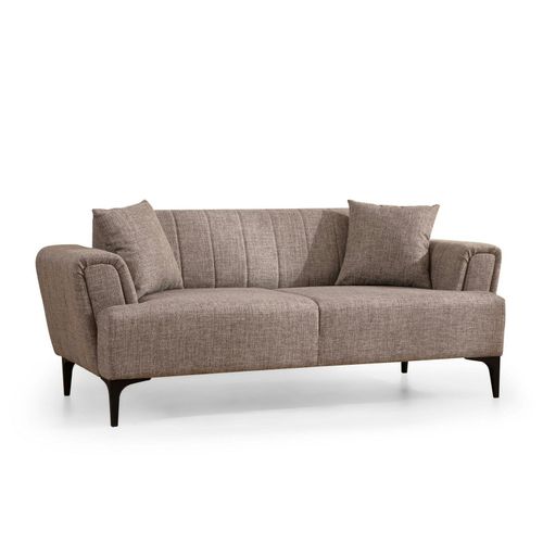 Canapé 2 Places Taupe, Dossier à Coutures Verticales Lucca