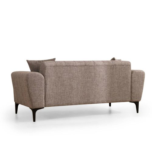 Canapé 2 Places Taupe, Dossier à Coutures Verticales Lucca