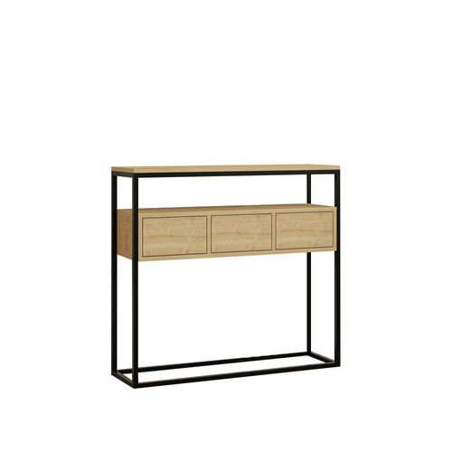 Console D'entrée Avec Rangement, Effet Bois Clair Jena