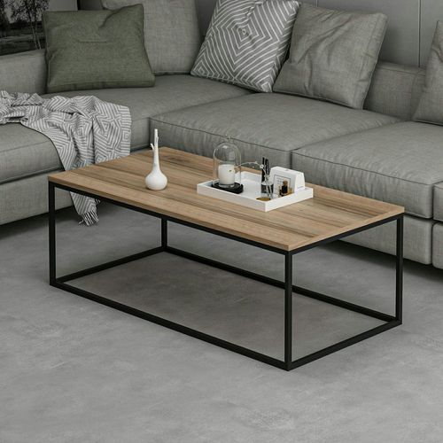 Table Basse Rectangulaire Minimaliste Effet Noyer Jena