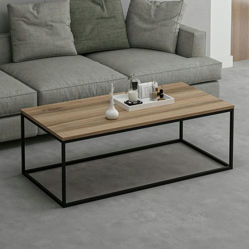 Table Basse Rectangulaire Minimaliste Effet Noyer Jena