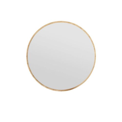 Miroir Rond Moderne Avec Cadre Effet Bois Clairø60 Cm Cody