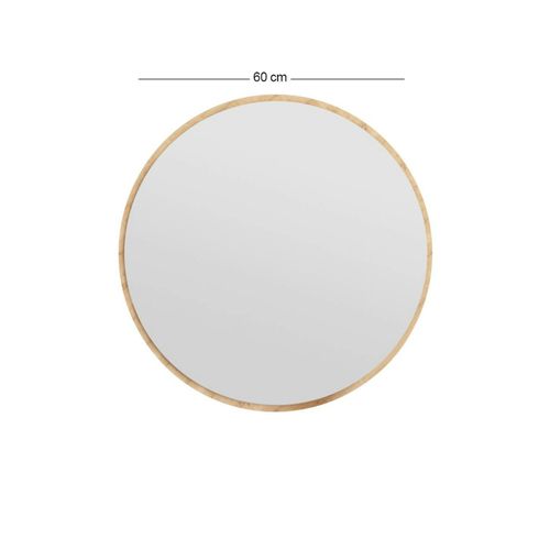Miroir Rond Moderne Avec Cadre Effet Bois Clairø60 Cm Cody