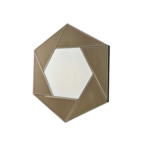 Miroir D'entrée Hexagonal à Facettes, Cadre Ambré Cody
