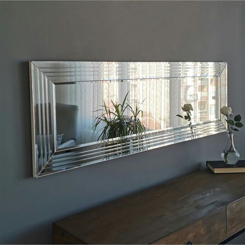 Miroir Horizontal Moderne Chic - Cadre Rainuré 120 Cm Cody