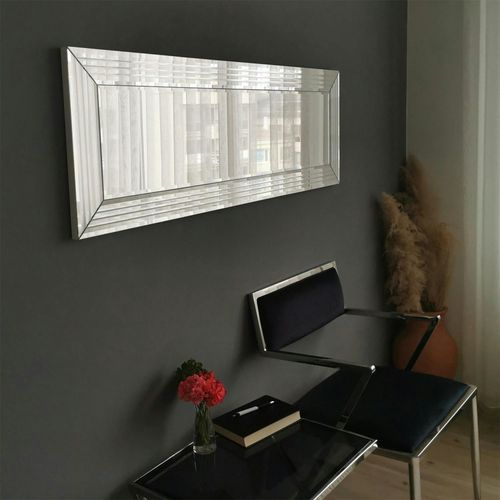 Miroir Horizontal Moderne Chic - Cadre Rainuré 120 Cm Cody