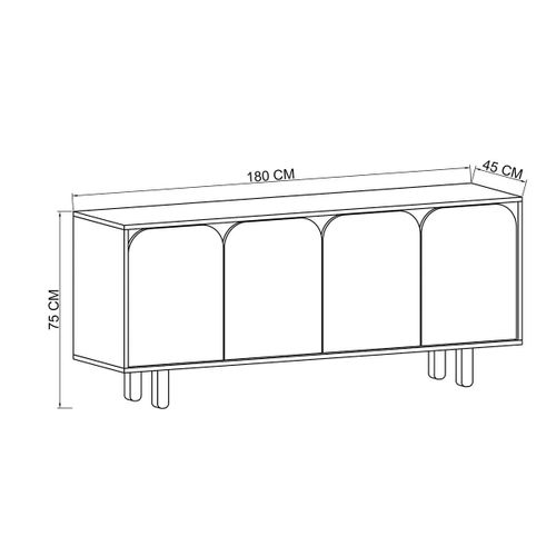 Buffet Blanc Moderne 4 Portes Courbes 180 Cm Varen