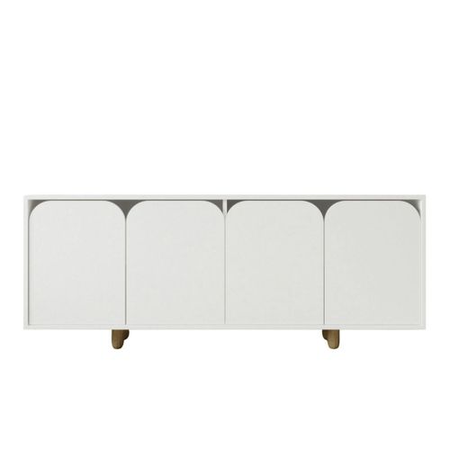 Buffet Blanc Moderne 4 Portes Courbes 180 Cm Varen
