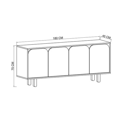Buffet Bas Moderne Effet Bois 4 Portes Courbes Varen
