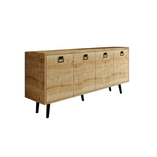 Buffet Salle à Manger Effet Bois Et Poignées Noires Marfa