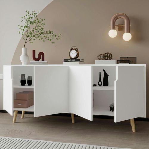 Buffet De Salle à Manger Blanc à Poignées Intégrées Marfa