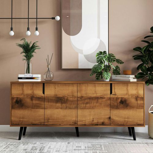 Buffet Salle à Manger Moderne 4 Portes Effet Noyer Marfa