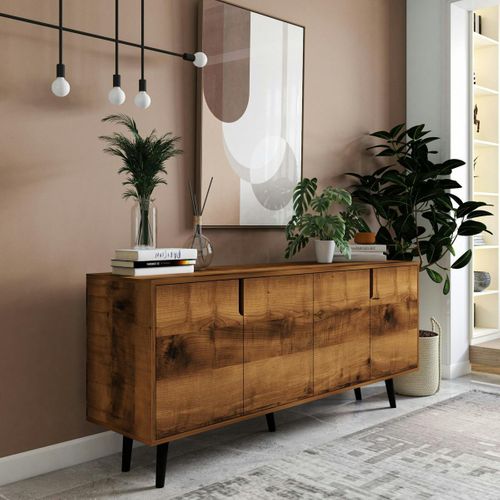 Buffet Salle à Manger Moderne 4 Portes Effet Noyer Marfa