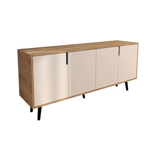 Buffet Salle à Manger 4 Portes Blanches Et Effet Bois Marfa