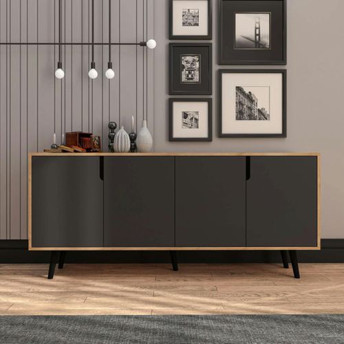 Buffet Salle à Manger 4 Portes Grises Et Effet Bois Marfa