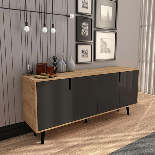 Buffet Salle à Manger 4 Portes Grises Et Effet Bois Marfa