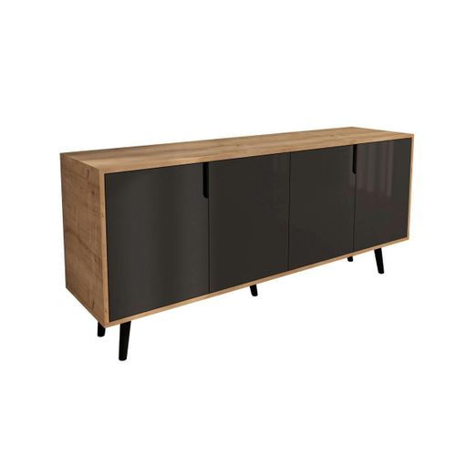 Buffet Salle à Manger 4 Portes Grises Et Effet Bois Marfa