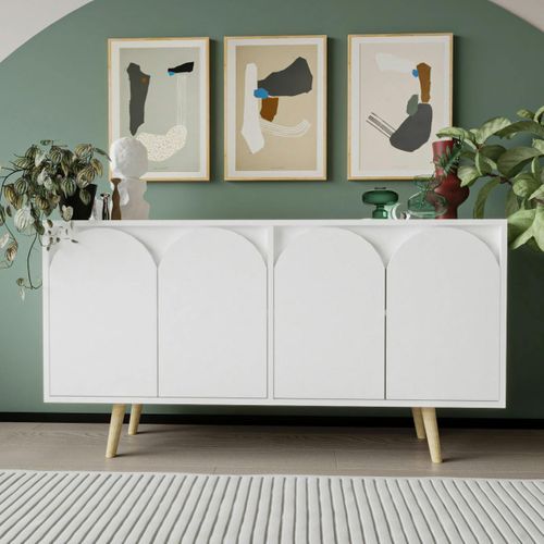 Buffet Salle à Manger Blanc 4 Portes Courbes Varen