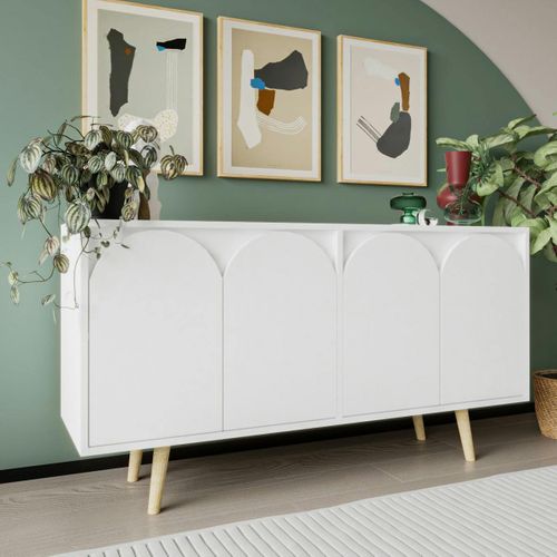 Buffet Salle à Manger Blanc 4 Portes Courbes Varen