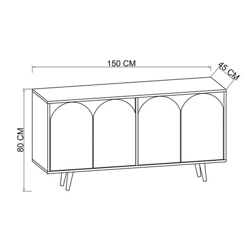 Buffet Salle à Manger Blanc 4 Portes Courbes Varen