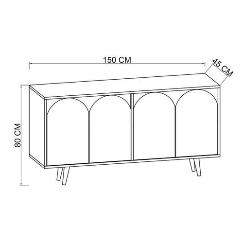 Buffet Blanc 4 Portes Courbes Et Plateau Effet Bois Varen