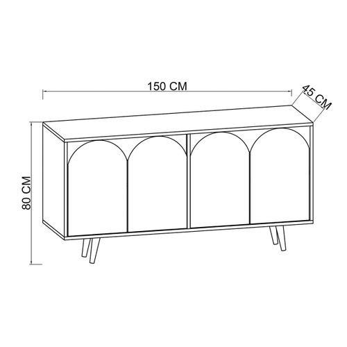 Buffet Salle à Manger Effet Bois 4 Portes Courbes Blanches Varen