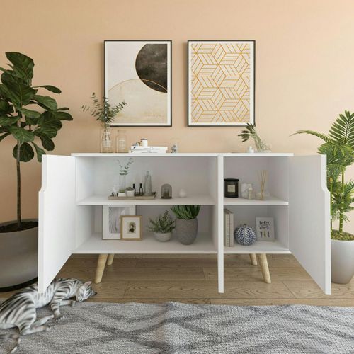 Buffet Salle à Manger Blanc à Poignées Intégrées Marfa