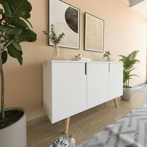 Buffet Salle à Manger Blanc à Poignées Intégrées Marfa