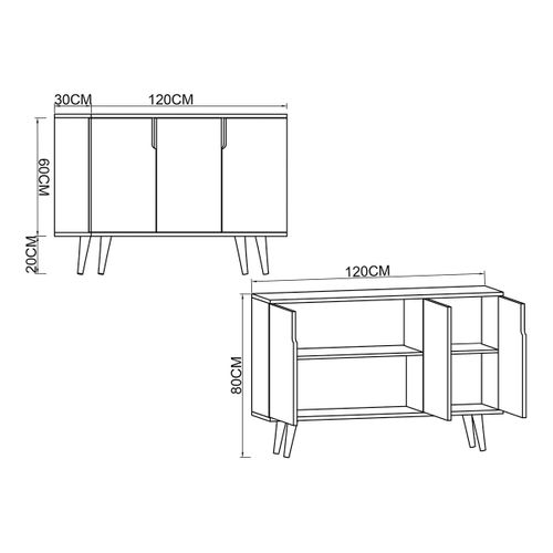 Buffet Salle à Manger Moderne à Poignées Intégrées Marfa