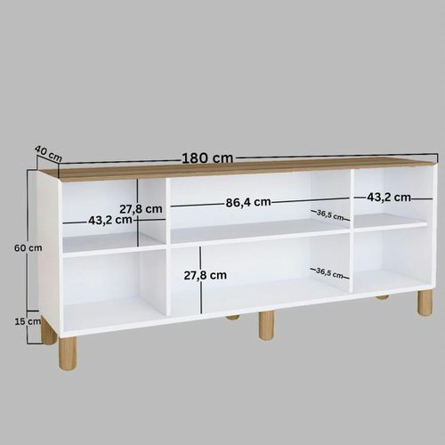 Buffet Salle à Manger Blanc, Cannage Et Effet Noyer Varen