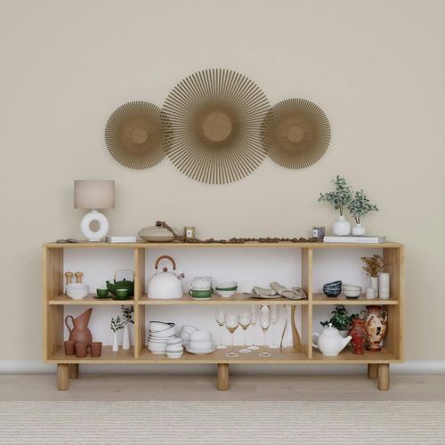 Buffet Salle à Manger Moderne Effet Bois Détail Cannage Varen