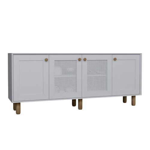 Buffet Salle à Manger Blanc Avec Détail Cannage Varen