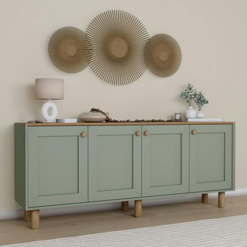Buffet Salle à Manger Vert Sauge, Plateau Effet Bois Varen