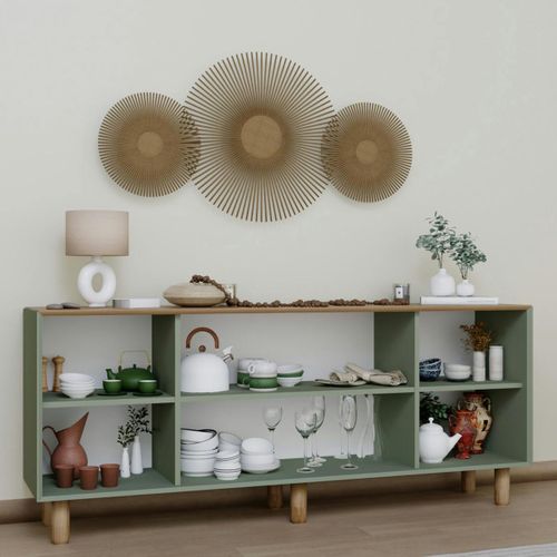 Buffet Salle à Manger Vert Sauge, Plateau Effet Bois Varen