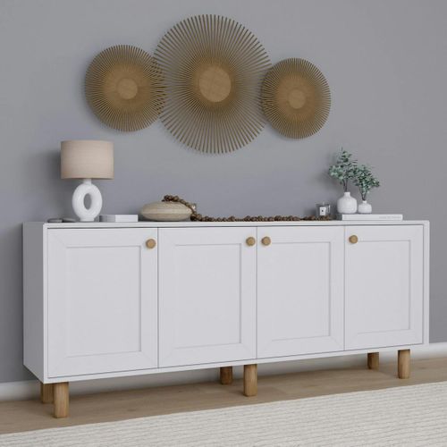 Buffet Salle à Manger Blanc 4 Portes à Détail Cadre Varen