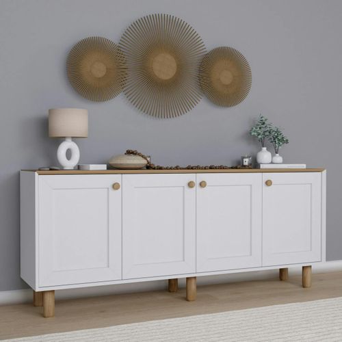 Buffet Salle à Manger Blanc Avec Plateau Effet Noyer Varen