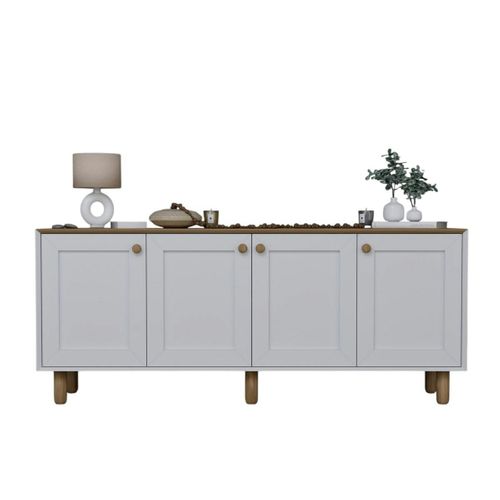 Buffet Salle à Manger Blanc Avec Plateau Effet Noyer Varen