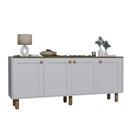 Buffet Salle à Manger Blanc Avec Plateau Effet Noyer Varen