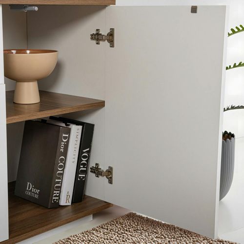 Buffet Salle à Manger Blanc et Effet Noyer, Niche Centrale Marfa