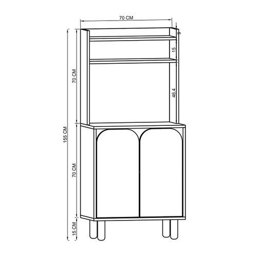 Vaisselier Cuisine Effet Bois 3 Portes Blanches Varen