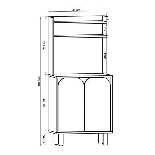 Vaisselier Cuisine Effet Bois 3 Portes Anthracites Varen