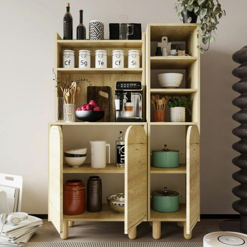 Vaisselier Cuisine Effet Bois 3 Portes Courbes Varen