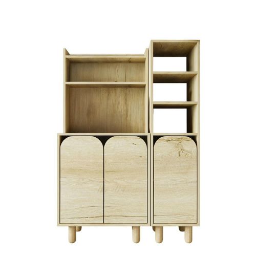 Vaisselier Cuisine Effet Bois 3 Portes Courbes Varen